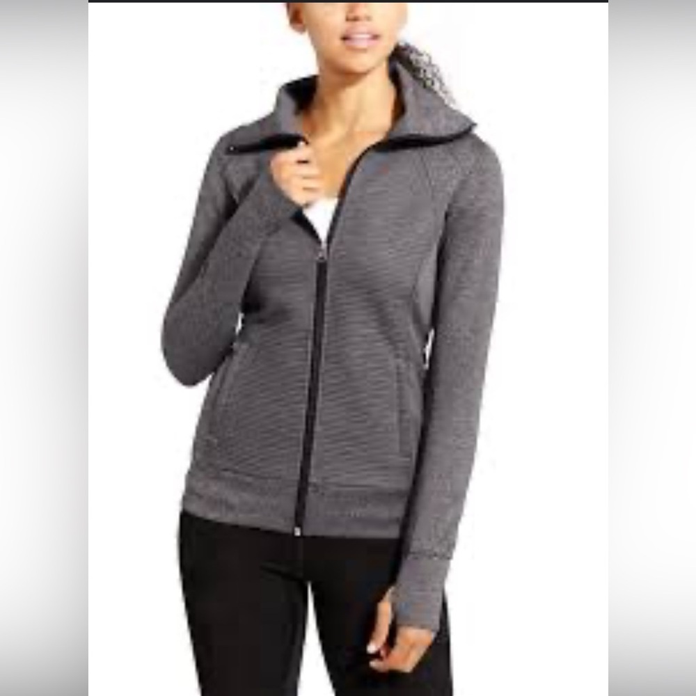 Athleta Stretch & Release Yoga Workout‎ Zip Up Gray Jacket | Size M